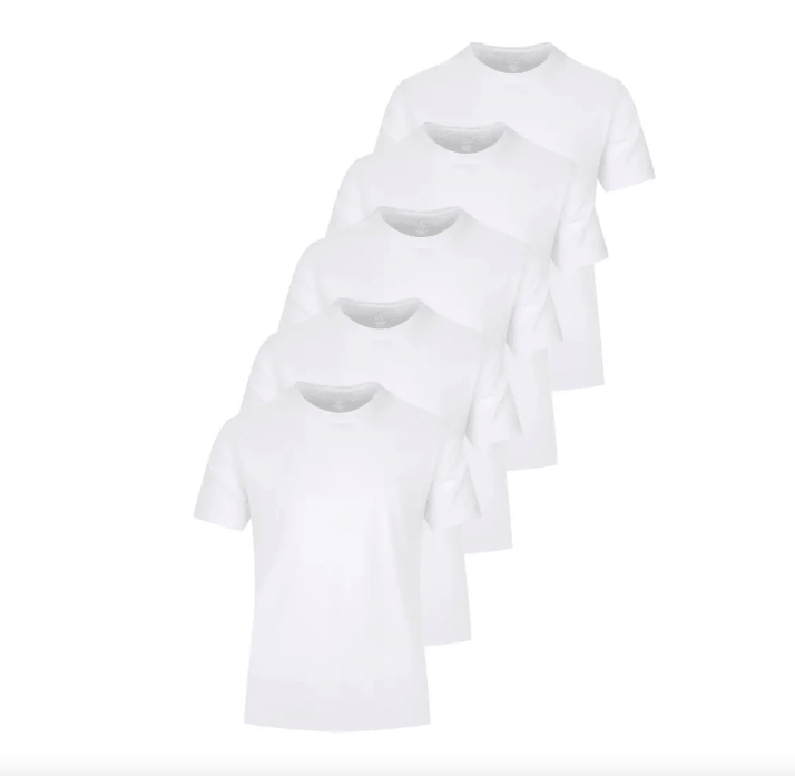 Kit 5 Camisetas Brancas Masculina Algodão Super Premium