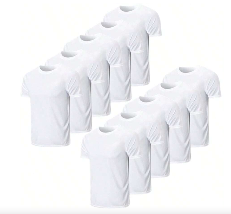Kit 5 Camisetas Brancas Masculina Algodão Super Premium