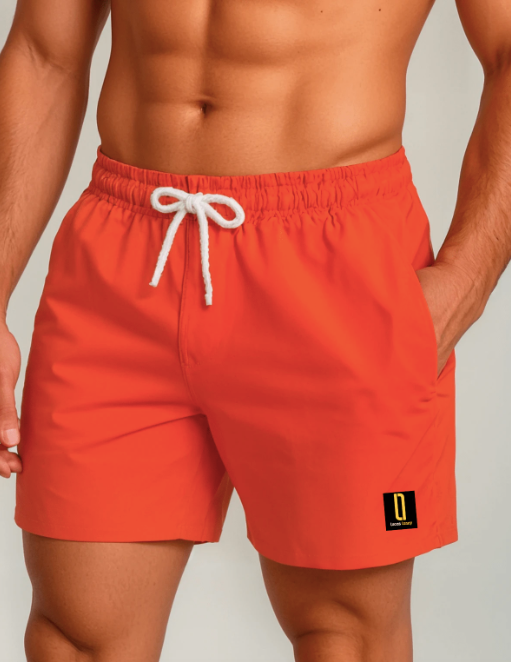 Short Bermuda Masculino Moda Praia Tecido Premium Laranja