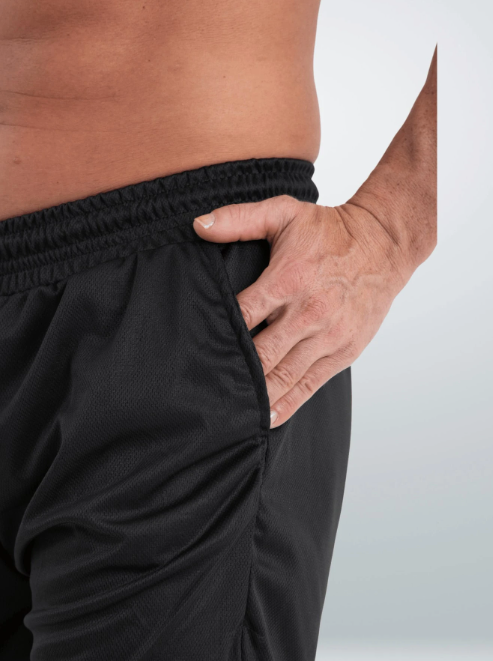 Shorts de Compressão 2 em 1 Dry Fit Masculino com bolso para celular porta toalha e Cordão de Ajuste Azul