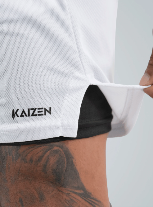 Shorts de Compressão 2 em 1 Dry Fit Masculino com bolso para celular porta toalha e Cordão de Ajuste Azul