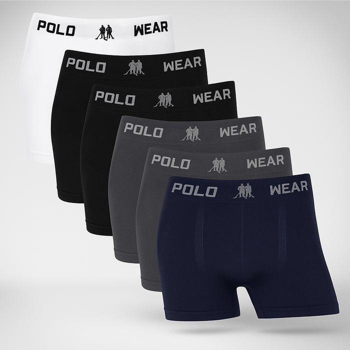Kit com 3 Cuecas Boxer Polo Wear Masculina Original Microfibra Sem Costura Conforto Premium Branca