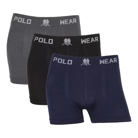 Kit com 3 Cuecas Boxer Polo Wear Masculina Original Microfibra Sem Costura Conforto Premium Branca