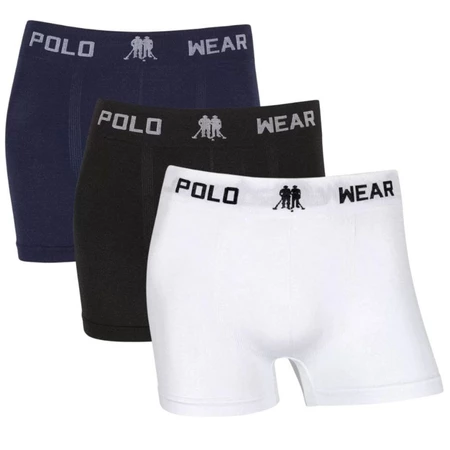 Kit com 3 Cuecas Boxer Polo Wear Masculina Original Microfibra Sem Costura Conforto Premium Branca