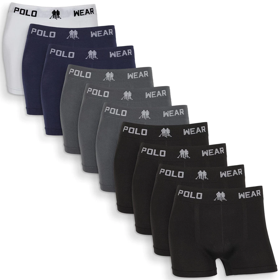 Kit com 3 Cuecas Boxer Polo Wear Masculina Original Microfibra Sem Costura Conforto Premium Branca