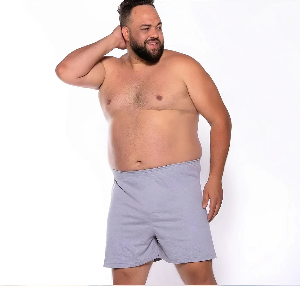 Cueca Samba Canção Plus Size Tamanho Grande 100% Algodão Cinza
